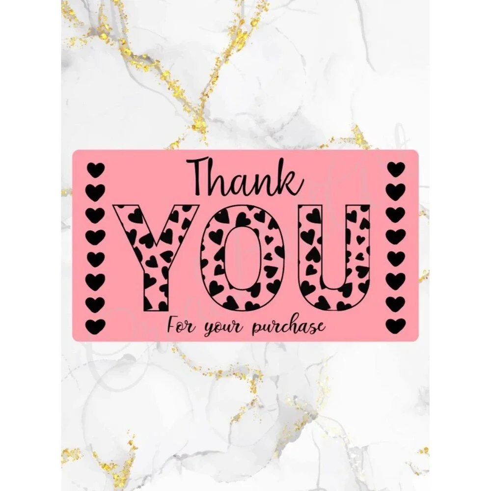 100 Cute Hearts Thank You Stickers for Packaging | Small Business Labels